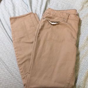 Khaki colored skinny jeans size 15